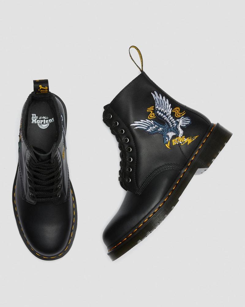 Dr Martens 1460 Souvenir Embroidered Læder Ankelstøvler Dame Sort | DK 20LIS